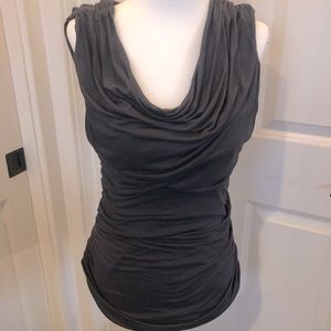 H$M sz M cowl neck charcoal grey sleeveless ruched